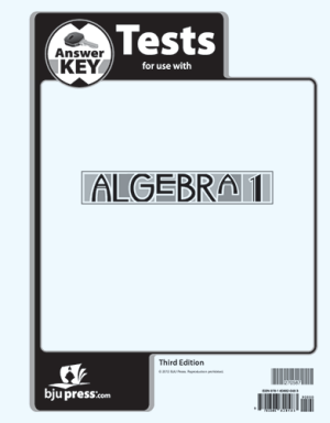 BJU Algebra 1 Tests Answer Key (3rd ed.)